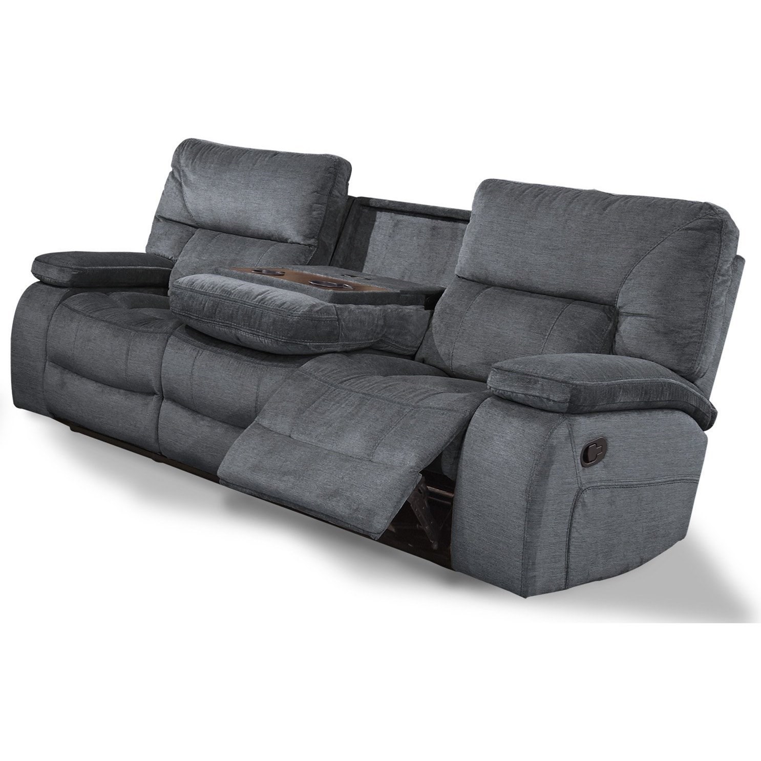 Reclining sofa with on sale fold down console